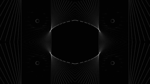 Abstract Geometric Symmetry in Black With Concentric Lines and Futuristic Minimal Pattern