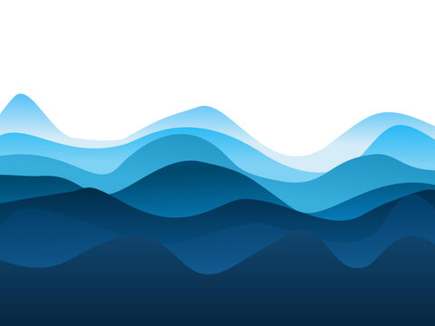Abstract blue Waves background with gradient layers for water, sea, and ocean themes. Layered blue wave pattern vector art for digital backgrounds and creative graphic projects.