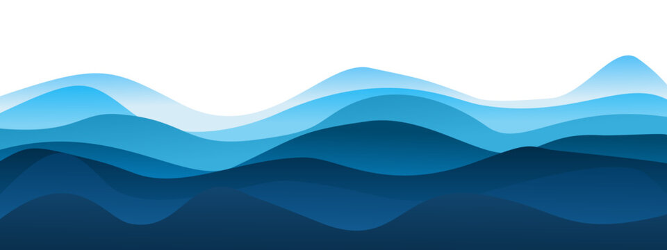 Abstract blue Waves background with gradient layers for water, sea, and ocean themes. Layered blue wave pattern vector art for digital backgrounds and creative graphic projects.