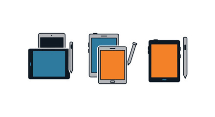 Android Tablet Line creative modern color illustration