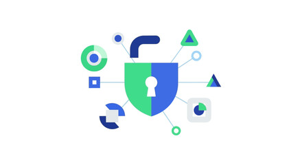 Modern Cybersecurity Shield Icon. Data Protection, Privacy, and Secure Network Connection Concept.