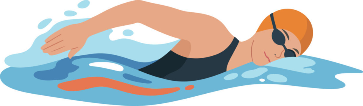 Competitive Swimmer Outline Icon Lap Training in Motion