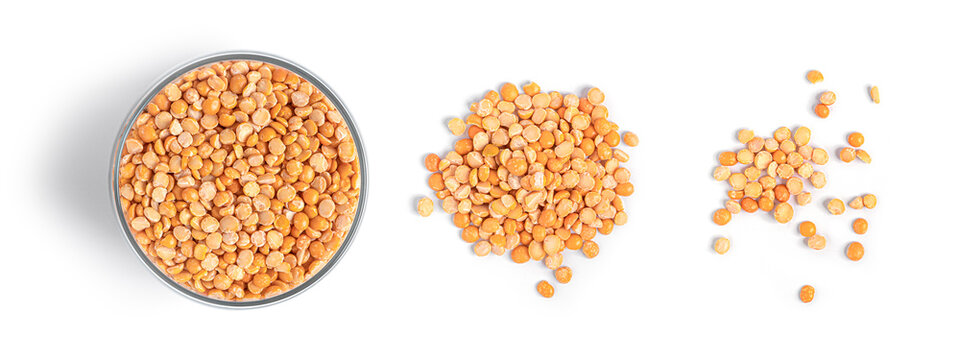 Pea groats on a white background. High quality photo