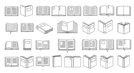 Collection of various book illustrations in different openings and angles