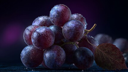 plump purple grapes with natural bloom