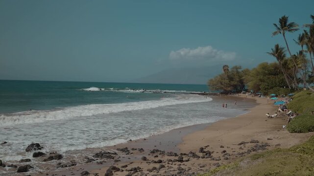 Wailea Beach Path, Kihei, South Maui, Hawaii. Ulua Beach, Pacific Oicean.
