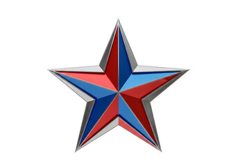 Fototapeta premium A red blue and white star with a dotted outline