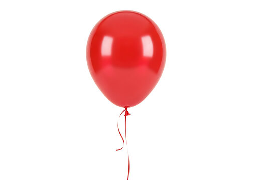 A red balloon floating in the air with a string
