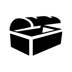 Stylized black treasure chest with an open lid for pirate loot