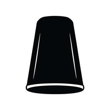 A minimalist black and white illustration of an upside down plastic cup