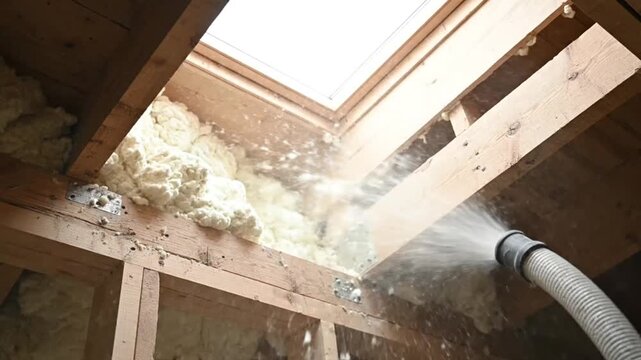 Blowing Loose-Fill Cellulose Insulation into Residential Attic Space for Enhanced Home Energy Efficiency