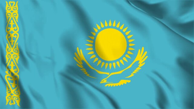 flag of Kazakhstan, Kazakhstan flag waving in wind HD, 4k Kazakhstan flag.	