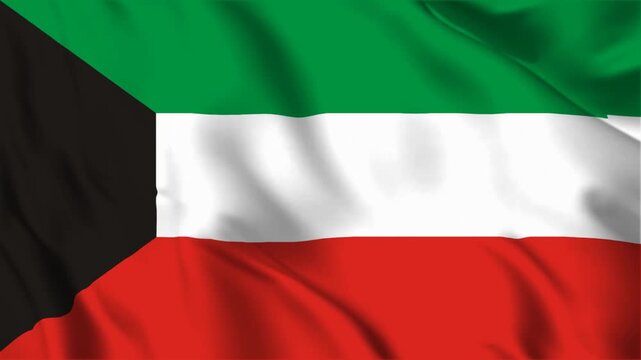 flag of Kuwait, Kuwait flag waving in wind HD, 4k Kuwait flag.