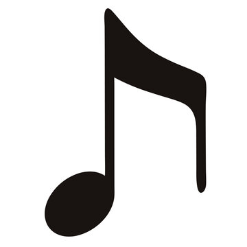 Simple isolated illustration of a black quarter note music symbol on white