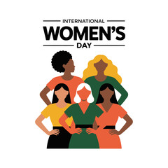 International women s day illustration featuring diverse group of women with varying hair and skin tones