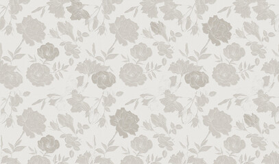 This image showcases a beautiful, classic pattern of blooming rose flowers, perfect for textile or wallpaper designs.