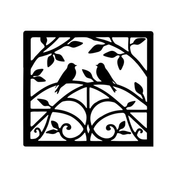 A delightful vector design featuring two birds perched within an ornamental frame