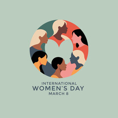 A diverse group of women form a heart shape celebrating international women s day on march 8th