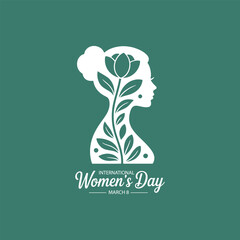 A minimalist design featuring a woman s profile with floral elements for international women s day