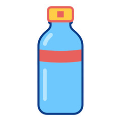 Fototapeta premium Blue Bottle Vector Icon With Red Label