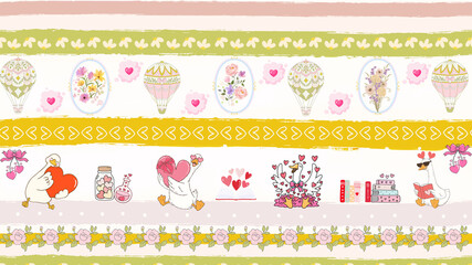 Vintage background with cute ducks.