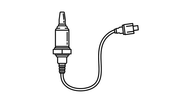 Simple Line Drawing of Spark Plug with Wire.