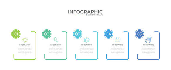 Business infographic template with 5 options, steps, process chart. Can be used for workflow layout, diagram, annual report, web design