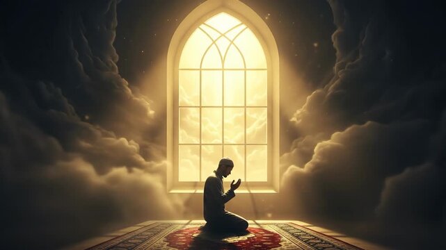 Spiritual Serenity - Muslim Prayer in a Divine Light.