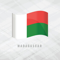 Fototapeta premium 3d illustration waving flag of Madagascar. Vector flag of Madagascar on Grey Background . Symbol of Madagascar.