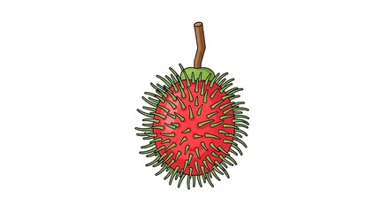Rambutan Fruit Isolated on White Background.