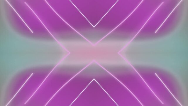 Abstract glowing neon lines forming an x pattern over a soft purple and pink gradient background