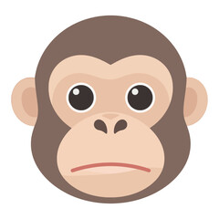 Fototapeta premium Sad Monkey Face Vector Icon