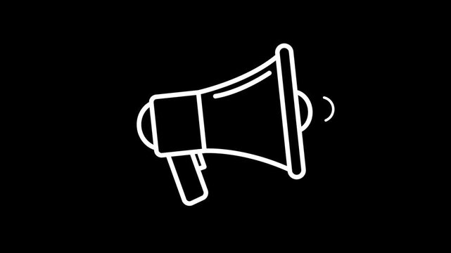 4K Linear Megaphone Icon Animation &ndash; High-Quality Minimal Sound Symbol Motion Graphic