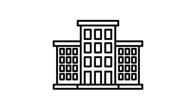 4K Liner School Building Icon Animation &ndash; Minimal Line Art Motion Graphic for Education