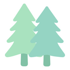 Fototapeta premium Two Green Pine Tree Vector Icons