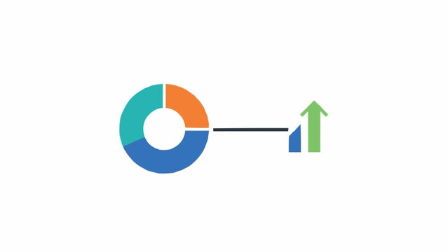 Pie chart with growth arrow graph.