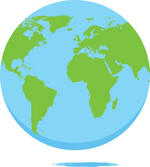 Blue and green Earth globe illustration isolated on white background for global business, world environment, travel, geography, and international communications.