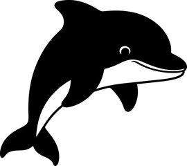 Obraz premium dolphin monochrome hand drawn silhouette vector illustration