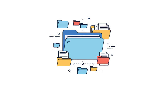 Collection of colorful digital folders and documents for organization.