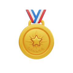 3D Gold Medal Icon for Winner  isolated on transparent background