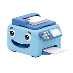 Funny 3D Icon Printer Character isolated on transparent background