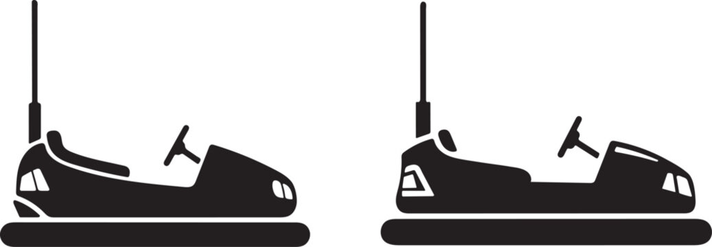 Black silhouette vector illustration of two amusement park bumper cars