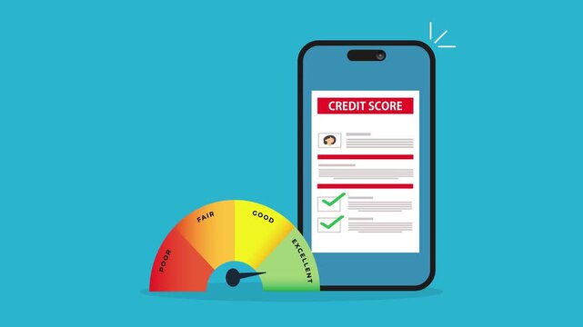Credit score approval on smartphone with rating scale and checklist