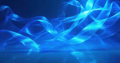 Abstract blue swirls, flowing shapes create dynamic energy. Light reflects, forming soft gradients, cool tones dominate composition.