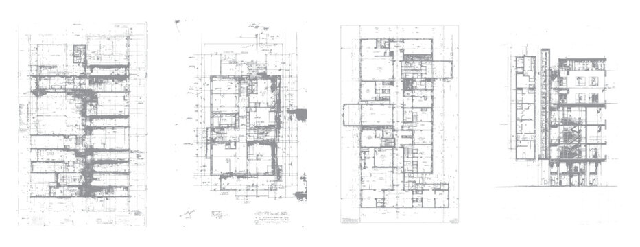 Architectural blueprints showing building floor plans and elevations architecture construction
