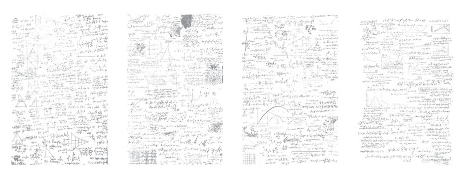 Handwritten mathematical equations and scientific diagrams on aged paper texture mathematics science