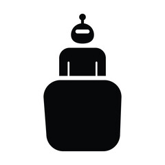 AI Customer Support Service Desk Robot Icon, Artificial intelligence robot behind desk representing customer service, AI help desk