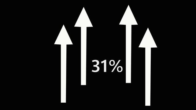 Business Financial Growing Business Income And Earnings. Representing growing business performance. Statistics bars growth, arrow up. Finance going up, Profit concept. 75 Percentage Growth Animation.