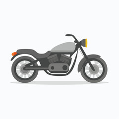 Fototapeta premium Stylized flat design illustration of a classic cruiser motorcycle, representing freedom, adventure, and road travel themes