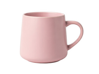 Pink ceramic coffee mug on white background